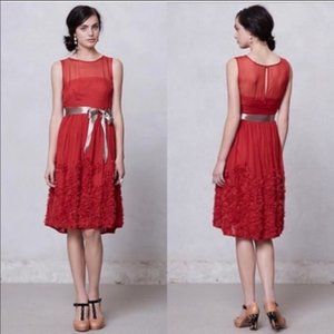 Red Caridad Ruffled By TINY Formal Dress Size 4(Dress was size 6, tailored to 4)